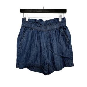 Taxi High Waist Elastic Shorts Chambray Blue - M